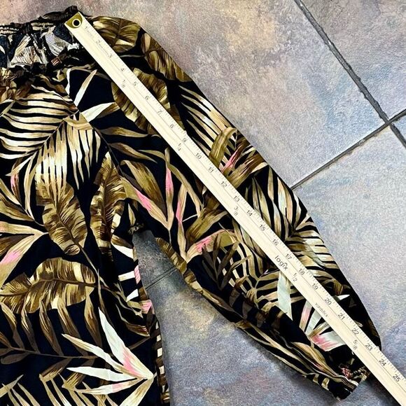 Old Navy Tropical Palm Leaf Peasant Blouse XL - Picture 6 of 11